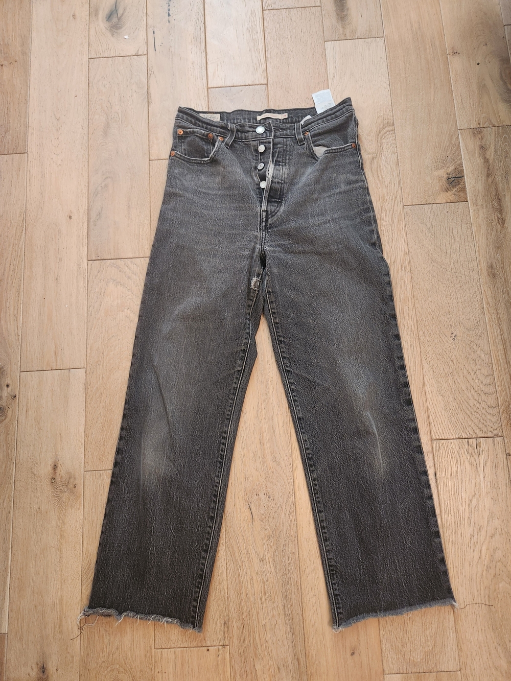 Levi's Faded Black Ribcage Straight Jeans